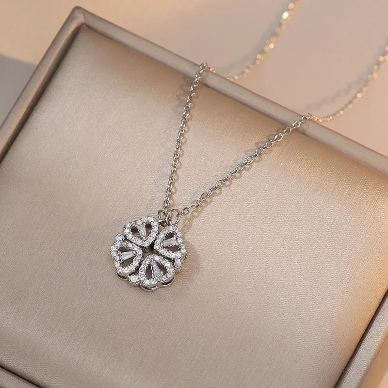 Sparkling Clover Blossom Pendant Necklace – Elegant Crystal Jewellery by Rusty