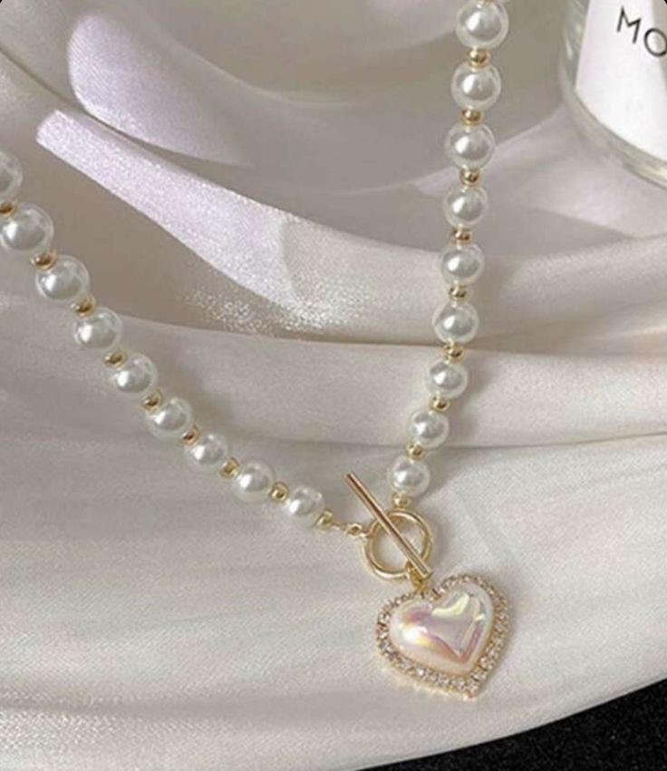 Elegant Pearl Beaded Necklace with Heart Pendant – Rust-Free Fashion by Rusty