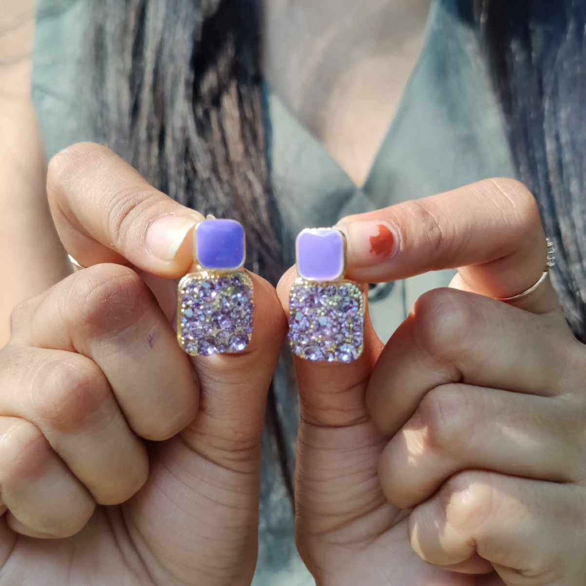 Rusty Lavender Sparkle Stud Earrings