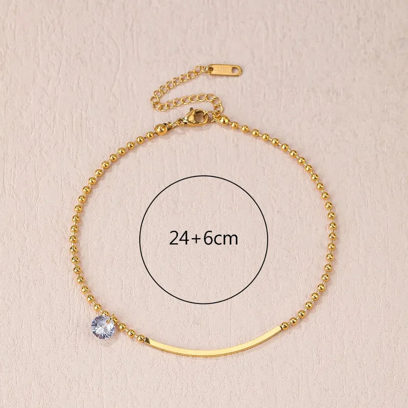 Rusty Elegant Gold Anklet with Crystal Charm