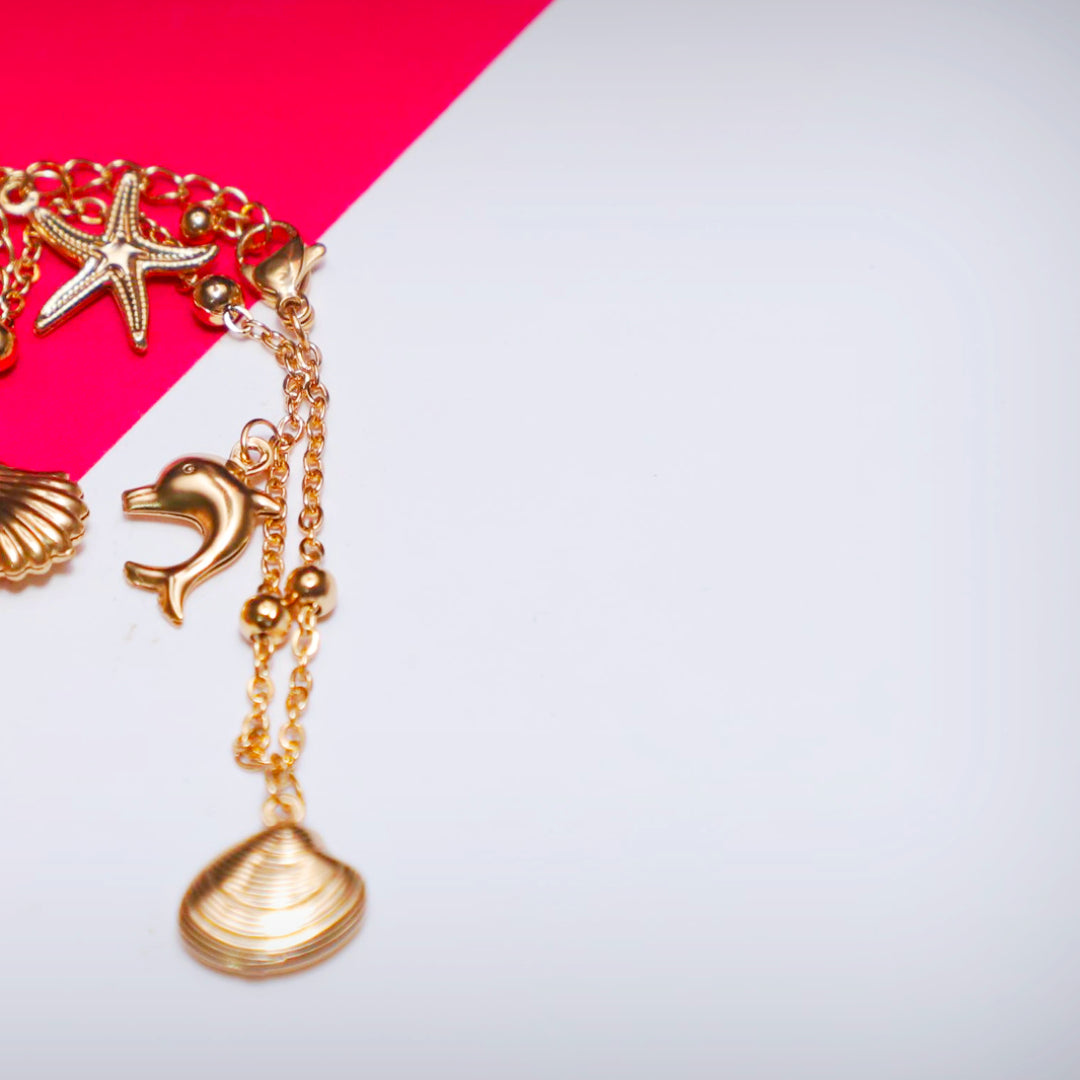 Rusty Golden Ocean Charm Anklet