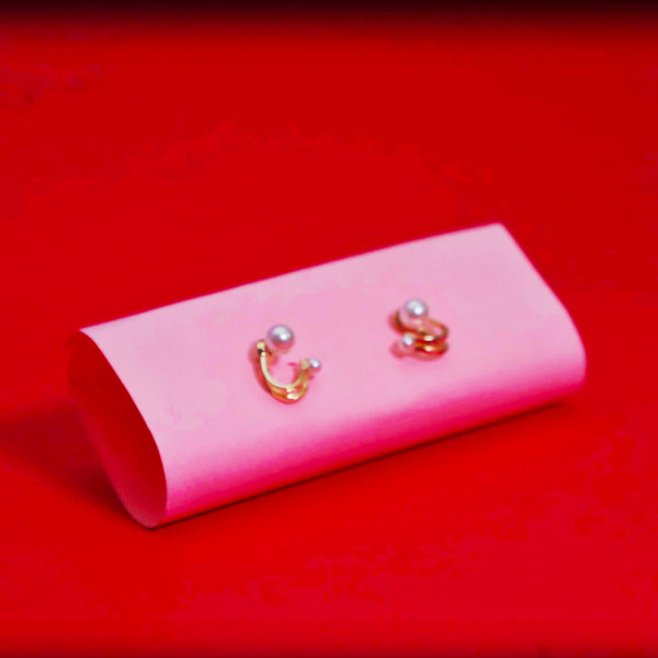 Rusty Elegant Pearl Hoop Stud Earrings