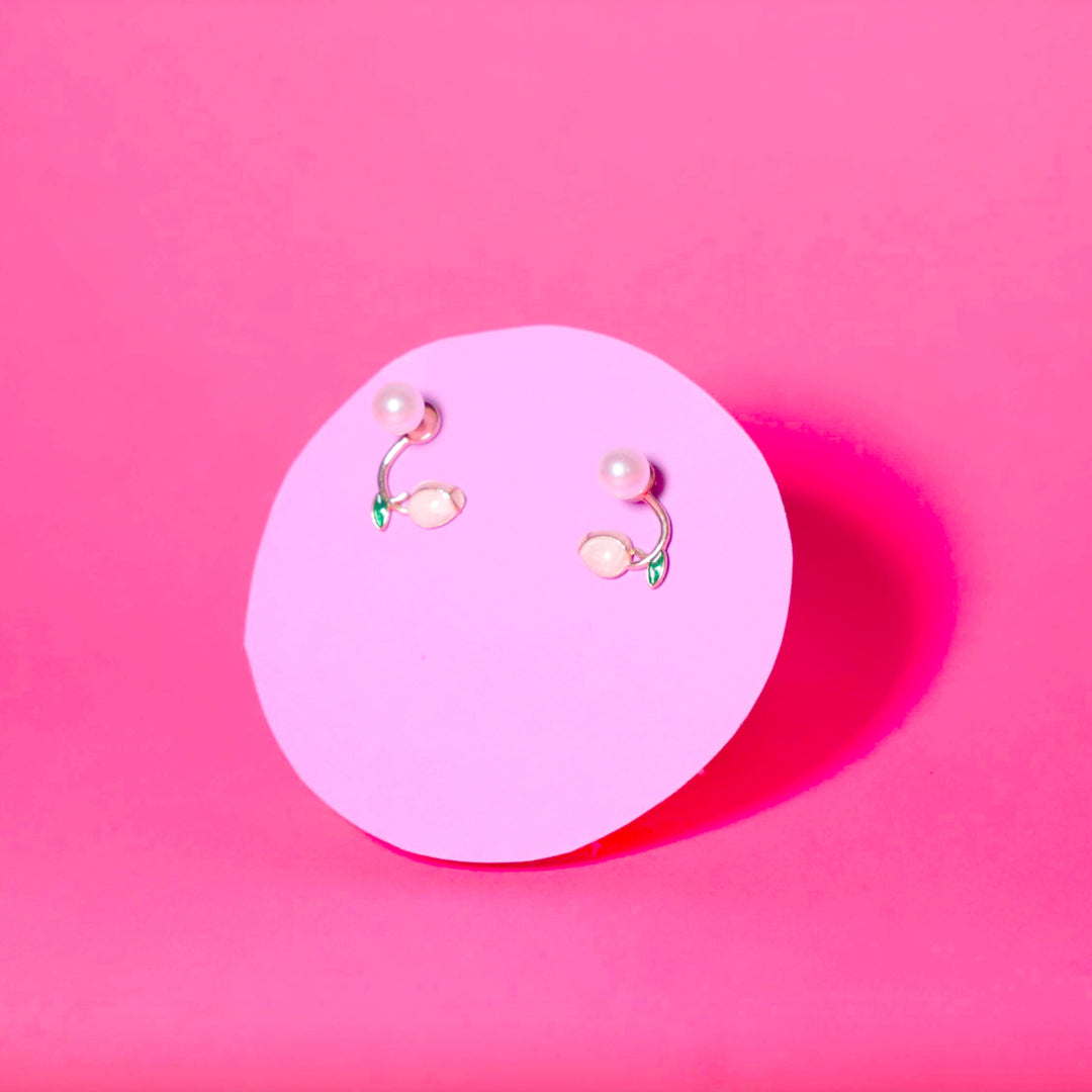 Rusty Pearl Peach Leaf Stud Earrings