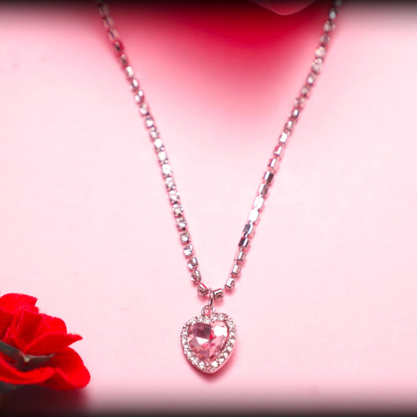 Sparkling Pink Heart Crystal Necklace – Elegant Statement Jewellery by Rusty