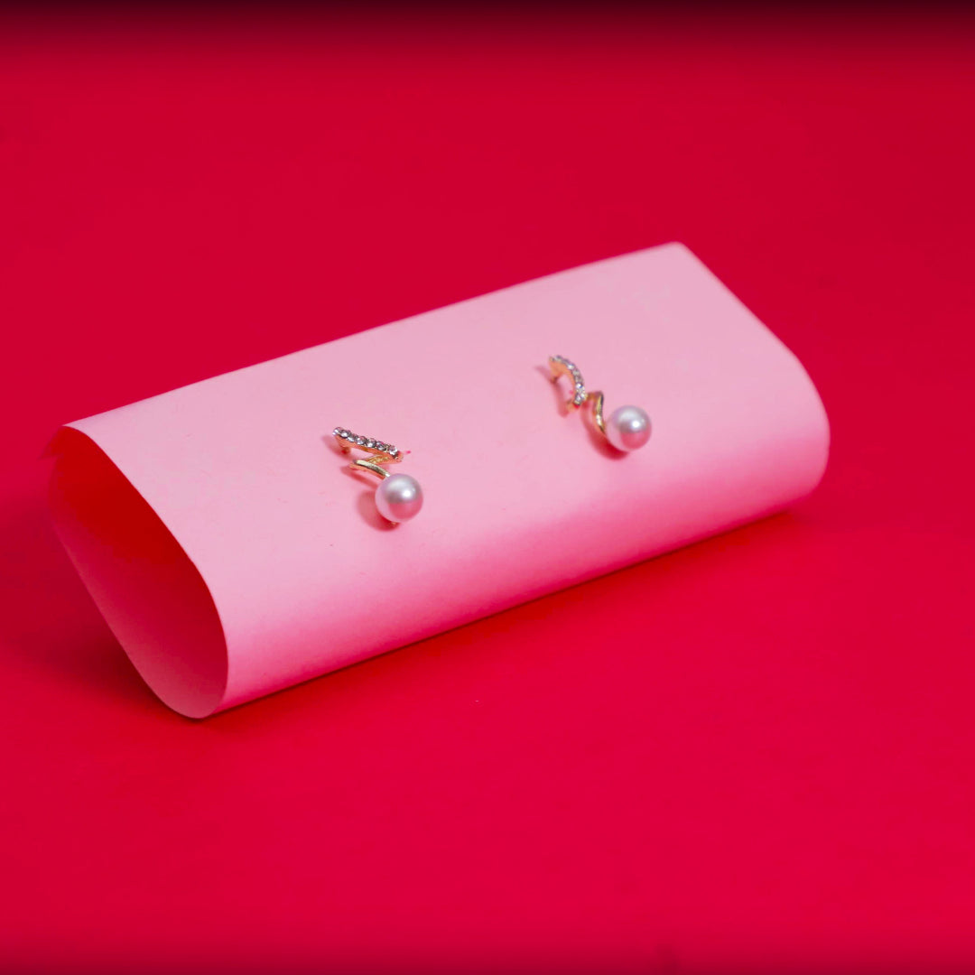 Rusty Twisted Crystal Pearl Drop Earrings