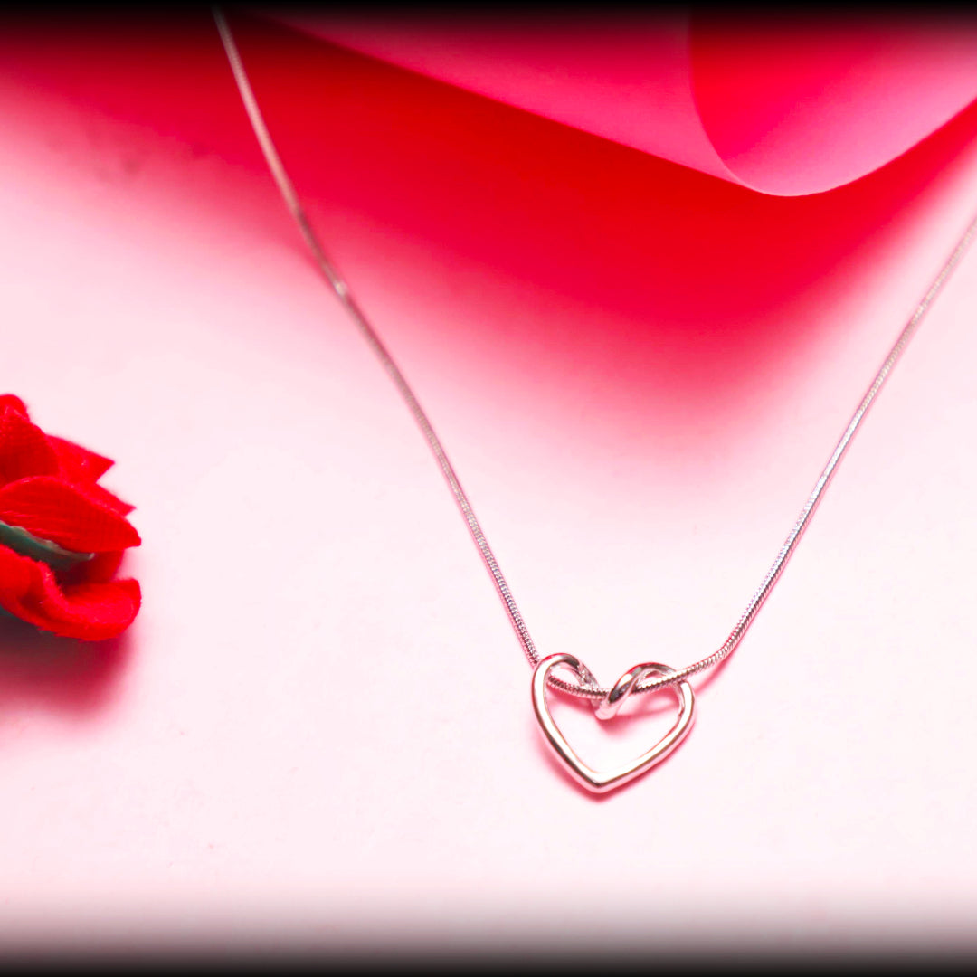 Minimalist Hollow Heart Pendant Necklace – Silver-Tone by Rusty