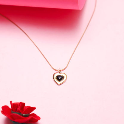 Golden Heart Pendant Necklace with Black Enamel – Rust-Free Fashion by Rusty