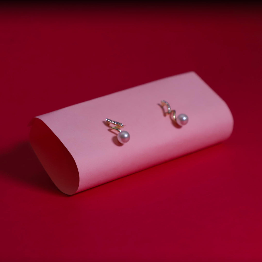 Rusty Twisted Crystal Pearl Drop Earrings