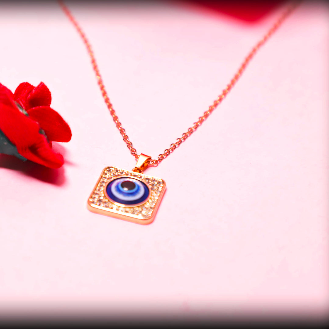 Square Evil Eye Pendant Necklace