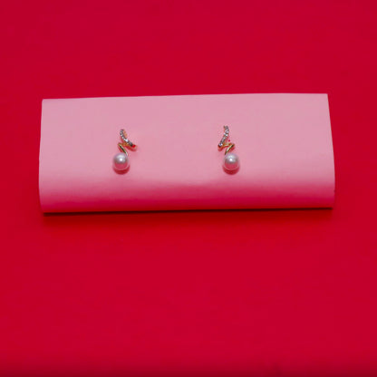 Rusty Twisted Crystal Pearl Drop Earrings