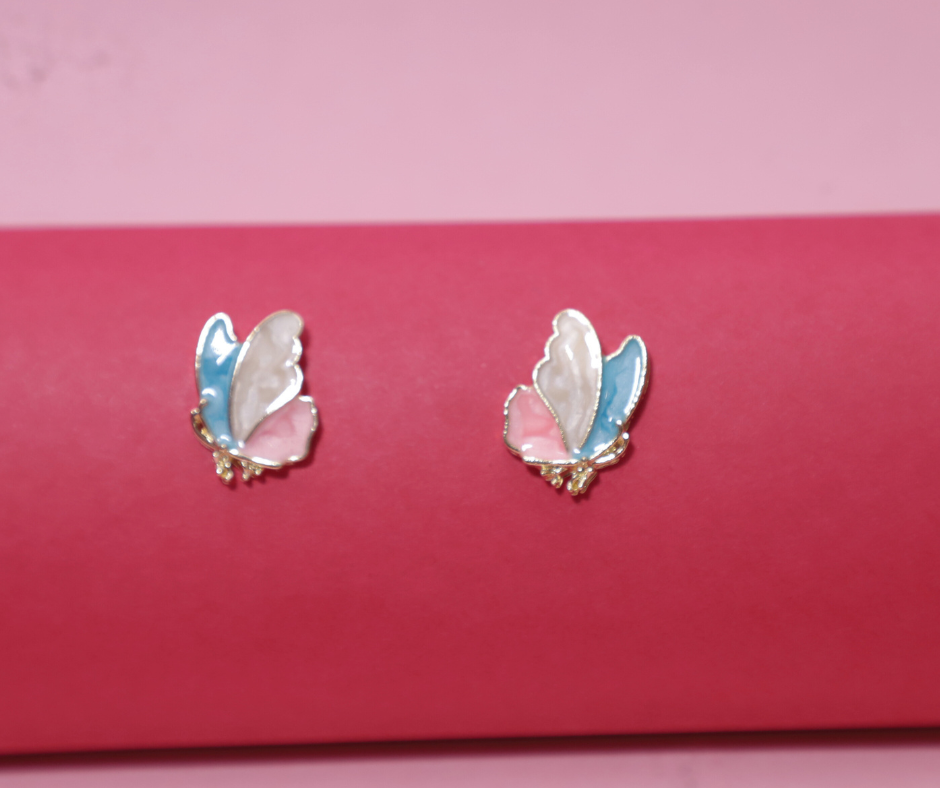 Whimsical Pastel Butterfly Earrings – Nature-Inspired Resin Earrings by Rusty