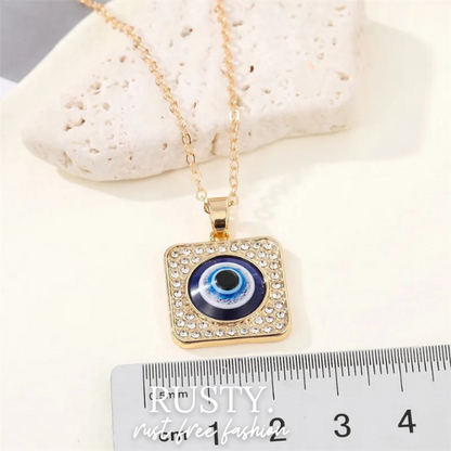 Square Evil Eye Pendant Necklace