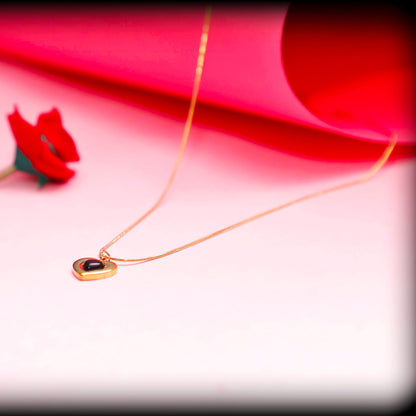 Golden Heart Pendant Necklace with Black Enamel – Rust-Free Fashion by Rusty