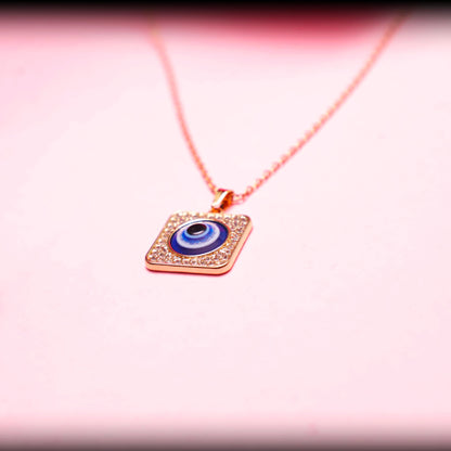 Square Evil Eye Pendant Necklace