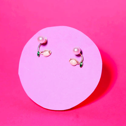 Rusty Pearl Peach Leaf Stud Earrings