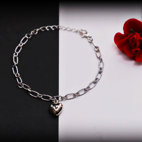 Rusty Silver Heart Charm Bracelet