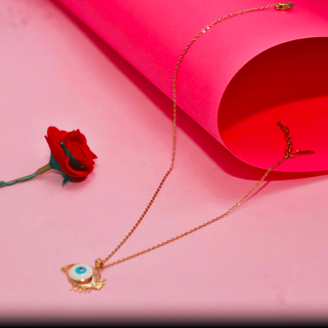 Golden Evil Eye Necklace – Protective Blue Charm Pendant by Rusty