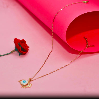 Golden Evil Eye Necklace – Protective Blue Charm Pendant by Rusty