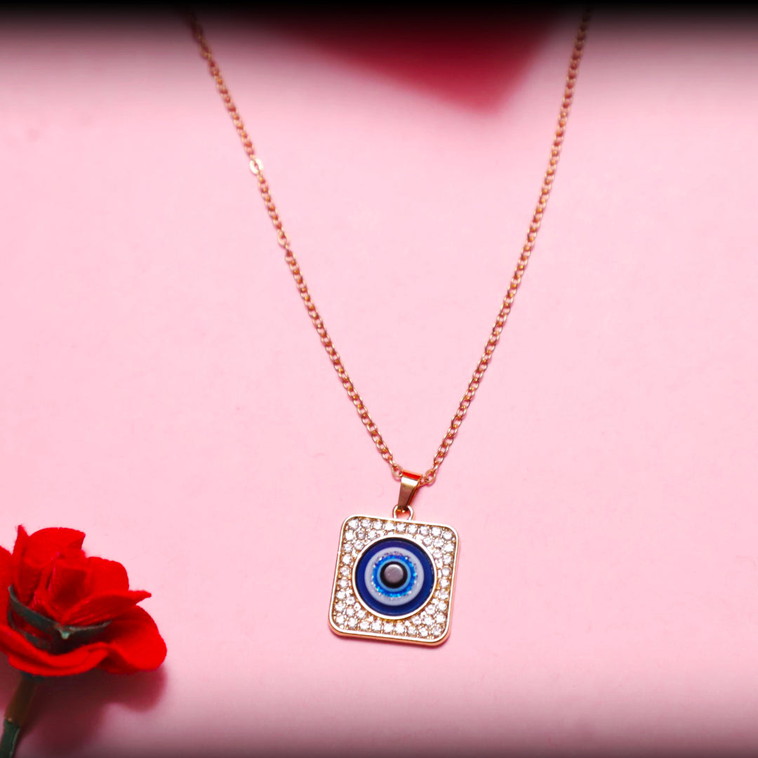 Square Evil Eye Pendant Necklace