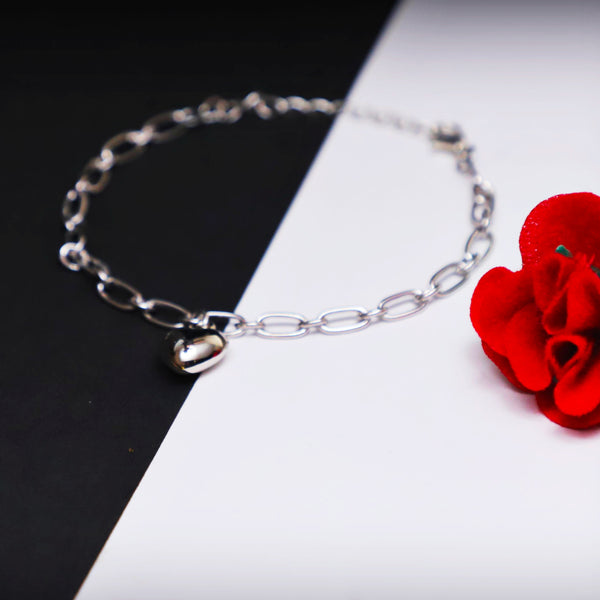 Rusty Silver Heart Charm Bracelet