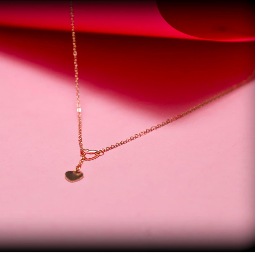 Rusty Double Heart Pendant Necklace