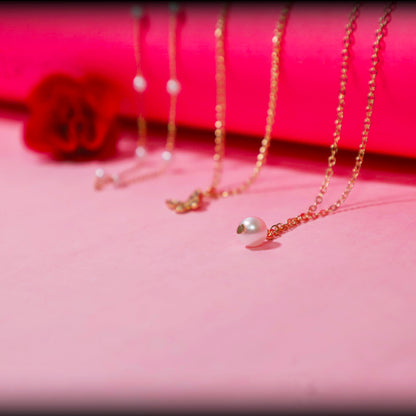 Rusty Layered Pearl & Butterfly Charm Necklace Set – 3 Layer Gold Chain