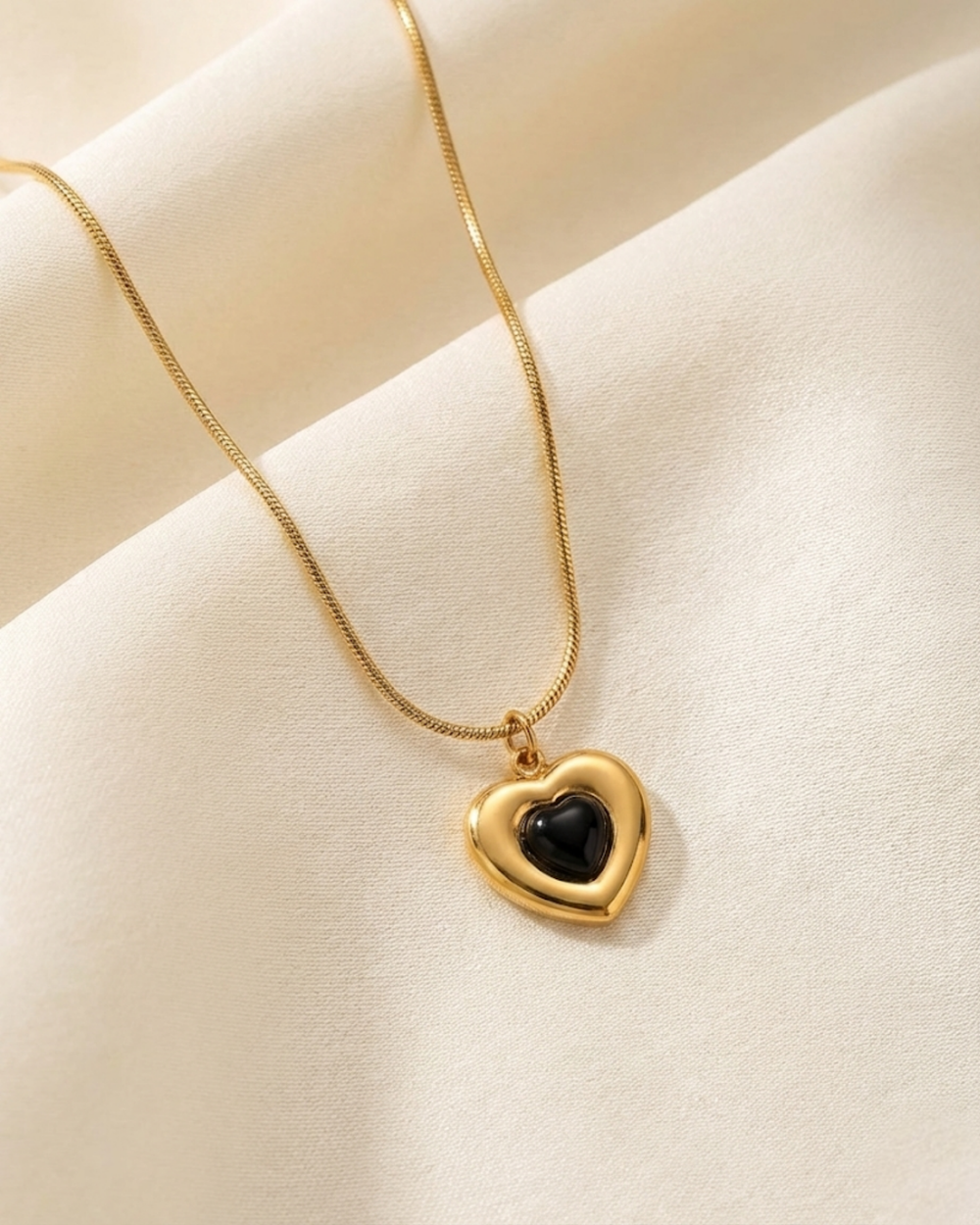Golden Necklace with Black Enamel