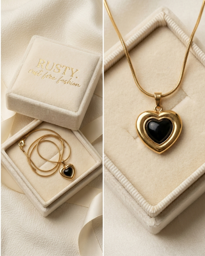 Golden Necklace with Black Enamel