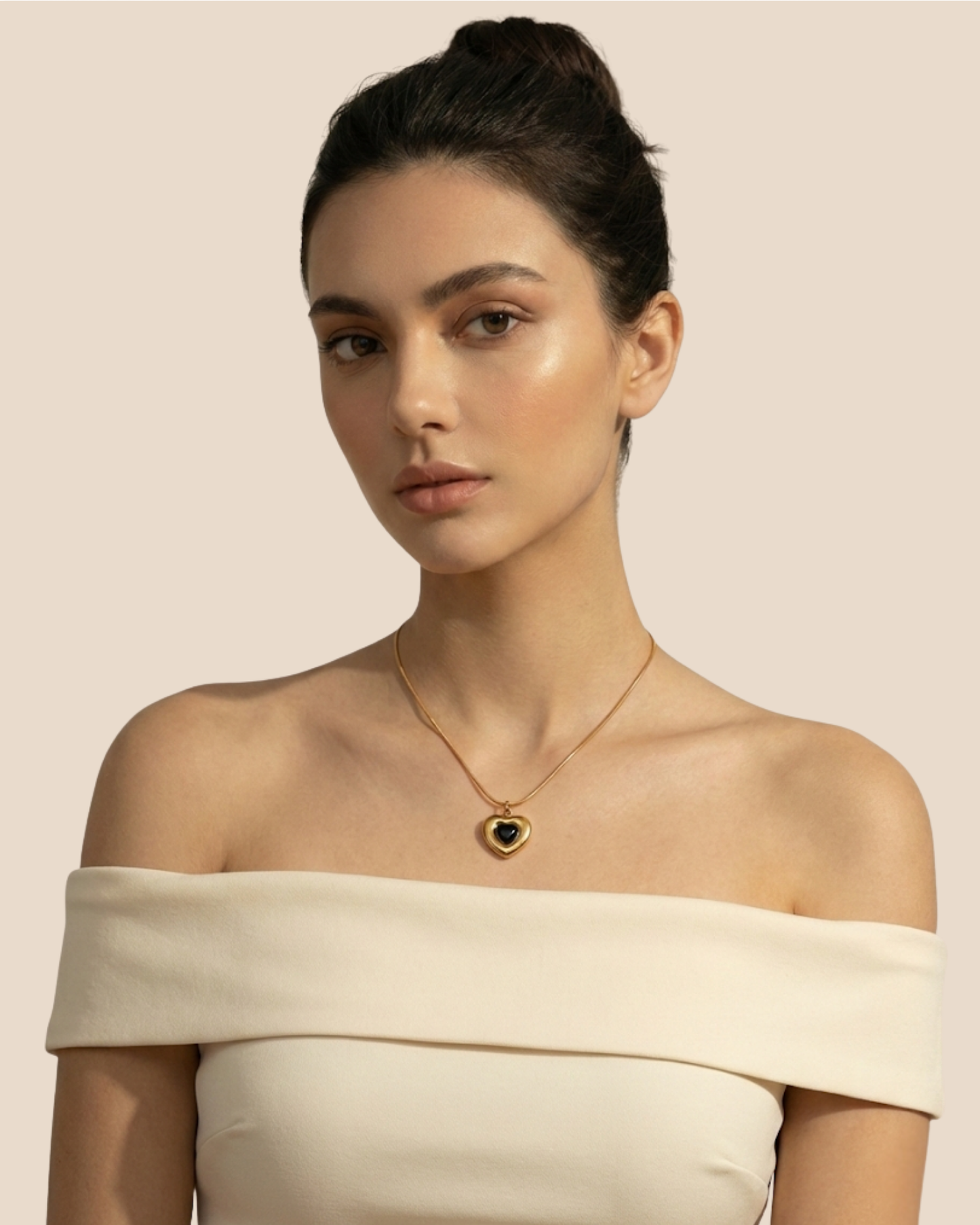 Golden Necklace with Black Enamel