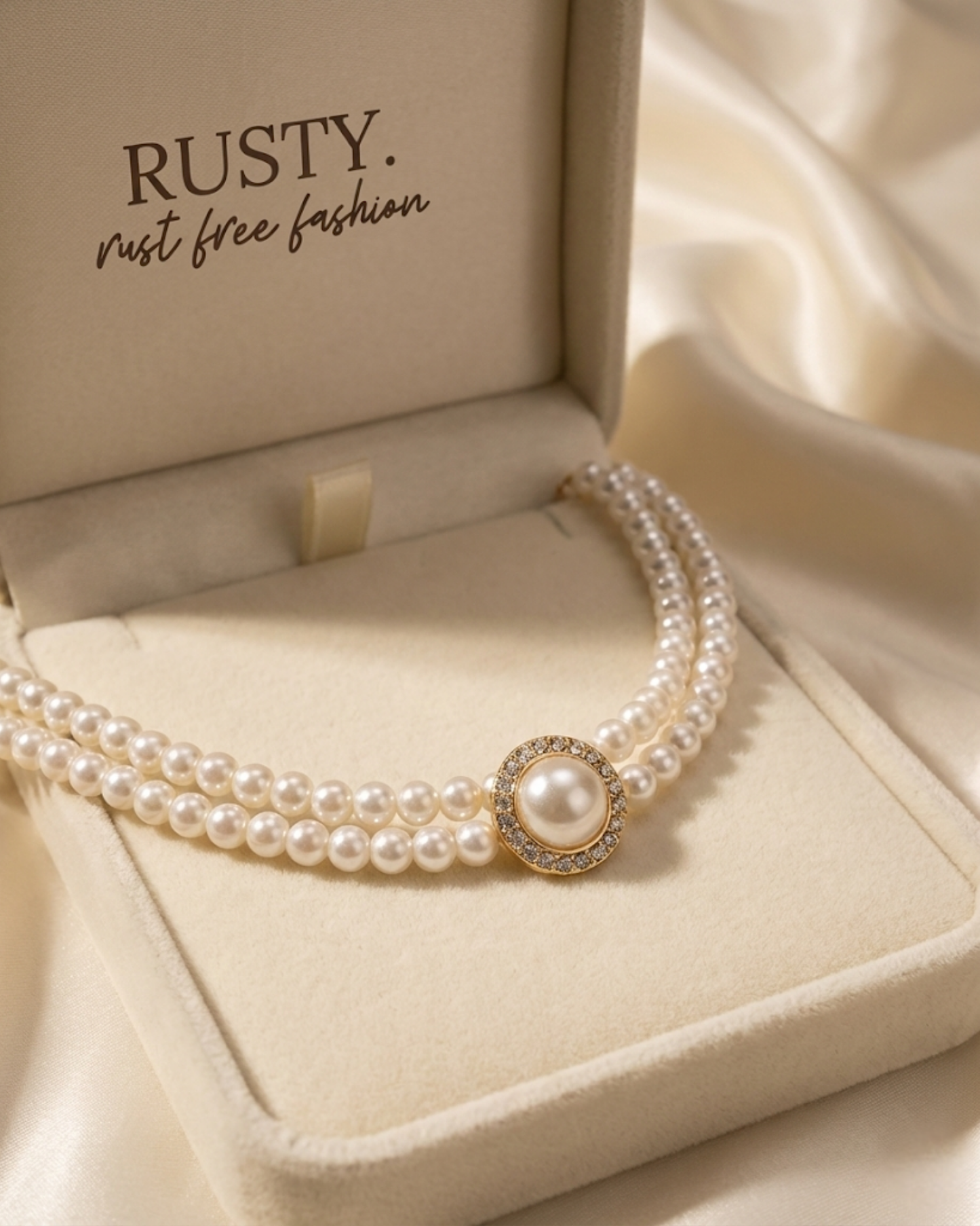 Rusty Classic Pearl Choker Necklace