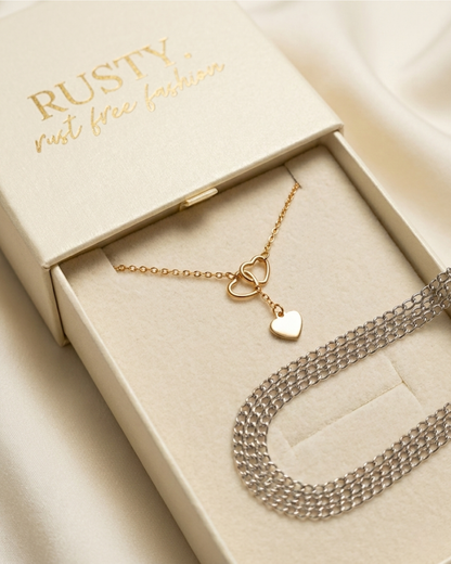 Rusty Double Heart Necklace