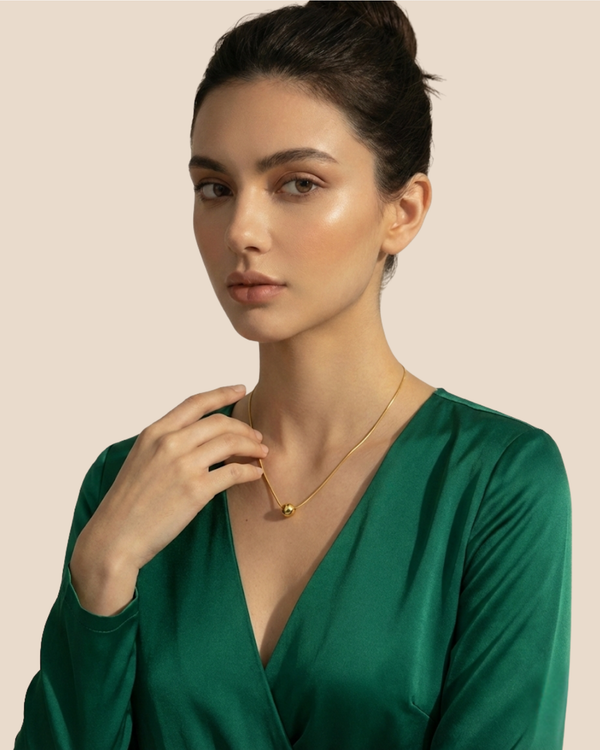 Rusty Minimalist Gold Bead Necklace