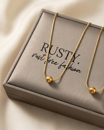 Rusty Minimalist Gold Bead Necklace