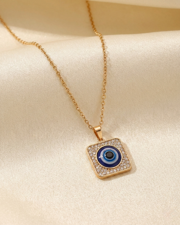 Square Evil Eye Pendant Necklace