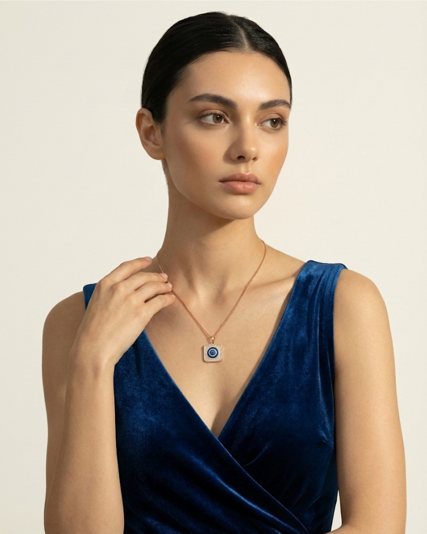 Square Evil Eye Pendant Necklace