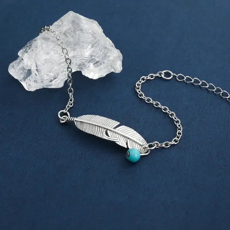 Rusty Feather Turquoise Anklet