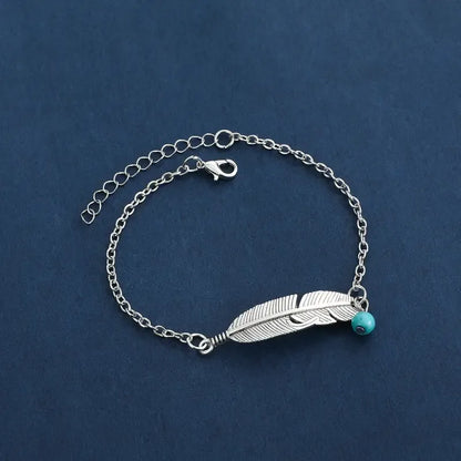 Rusty Feather Turquoise Anklet