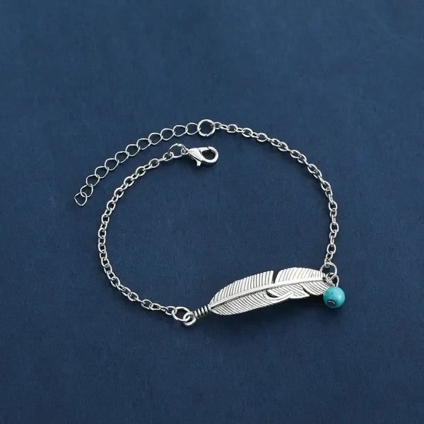 Rusty Feather Turquoise Anklet