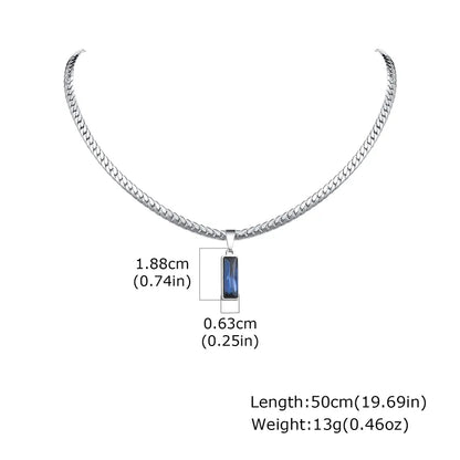 Rusty Silver Blue Stone Necklace