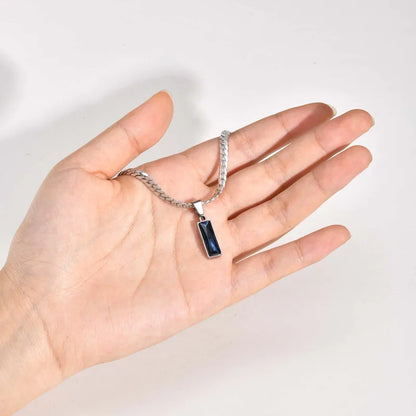 Rusty Silver Blue Stone Necklace