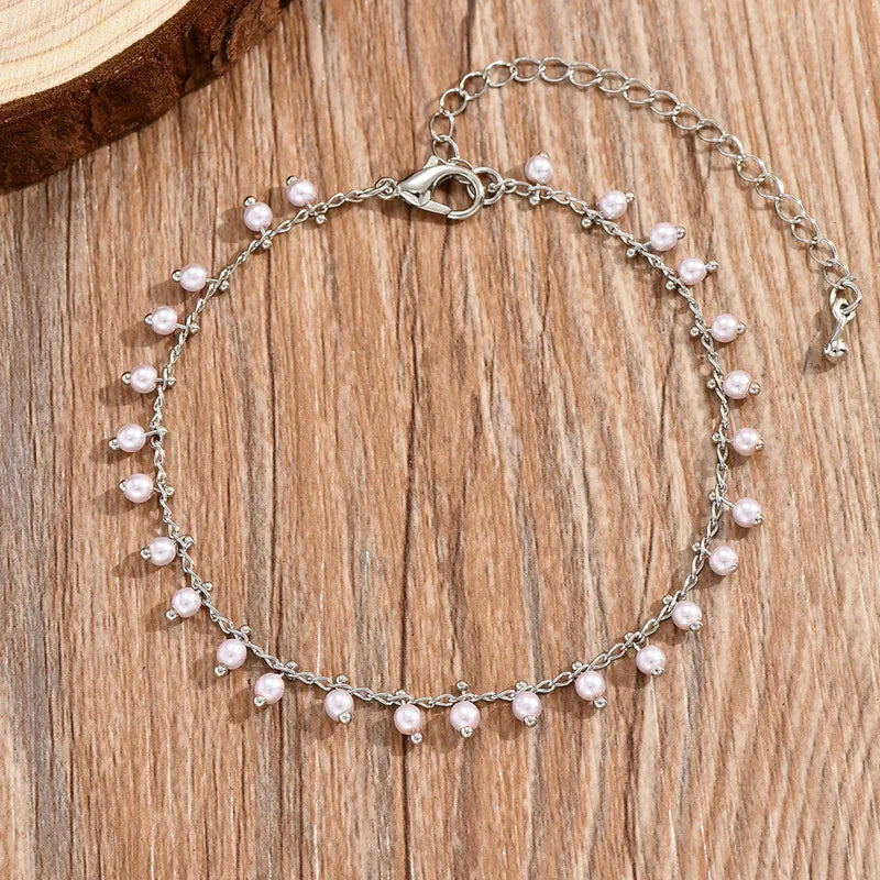 Rusty Elegant Pearl Charm Gold Anklet