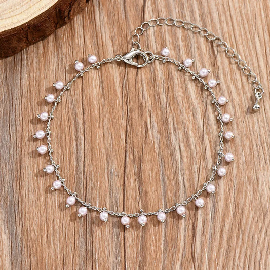 Rusty Elegant Pearl Charm Gold Anklet