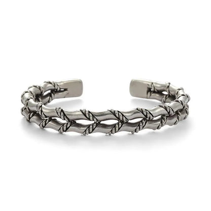 Rusty Silver Bamboo Cuff Bracelet