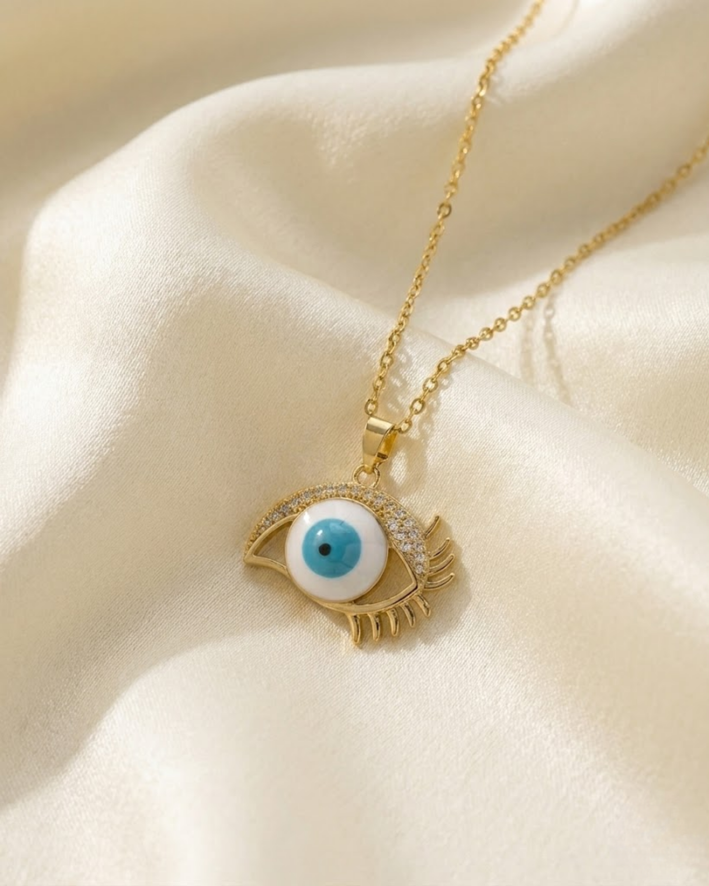 Golden Evil Eye Necklace – Protective Blue Charm Pendant by Rusty