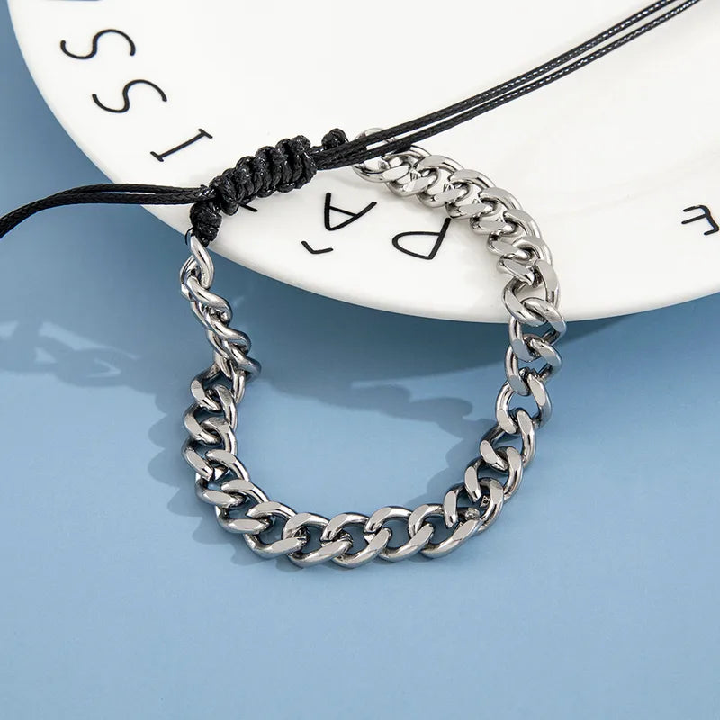 Rusty Classic Silver Chain Bracelet for Men