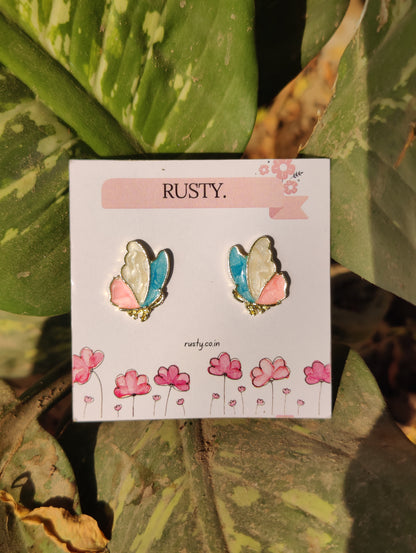 Whimsical Pastel Butterfly Earrings – Nature-Inspired Resin Earrings by Rusty