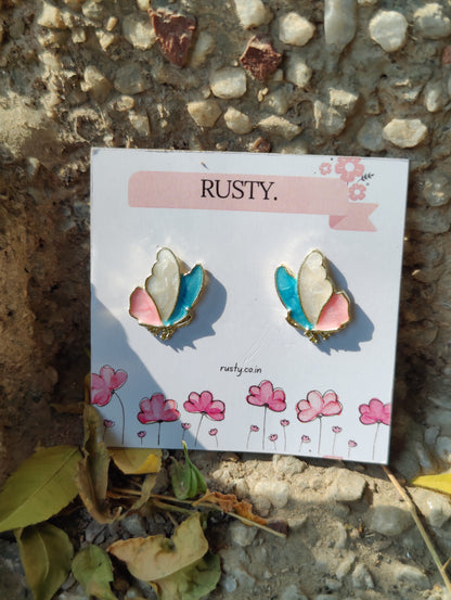 Whimsical Pastel Butterfly Earrings – Nature-Inspired Resin Earrings by Rusty