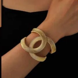 Rusty Statement Gold Wide Cuff Bracelet