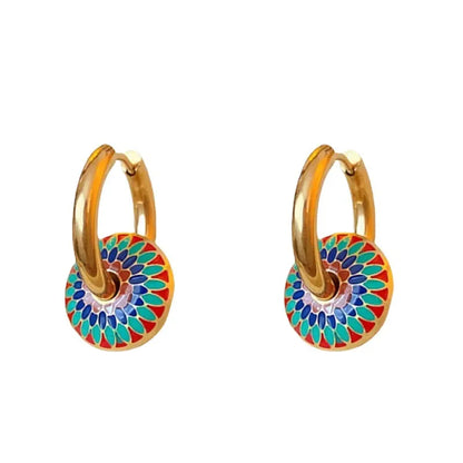 Vibrant Mandala Necklace & Earrings Set – Colorful Enamel Jewelry by Rusty