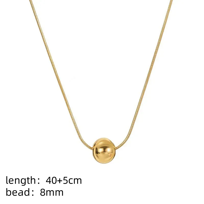 Minimalist Gold Bead Necklace – 18K Gold-Plated Stainless Steel by Rusty